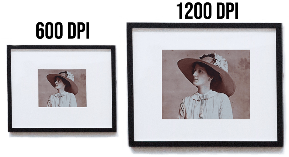 Comparison of 600 dpi vs 1200 dpi photo scanning resolution
