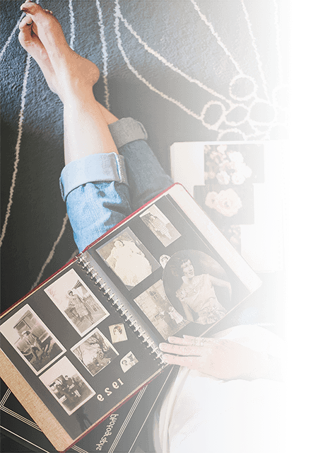 Photo album with printed photos for scanning