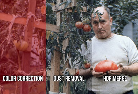 Smart Scanning Technology process showing color restoration steps